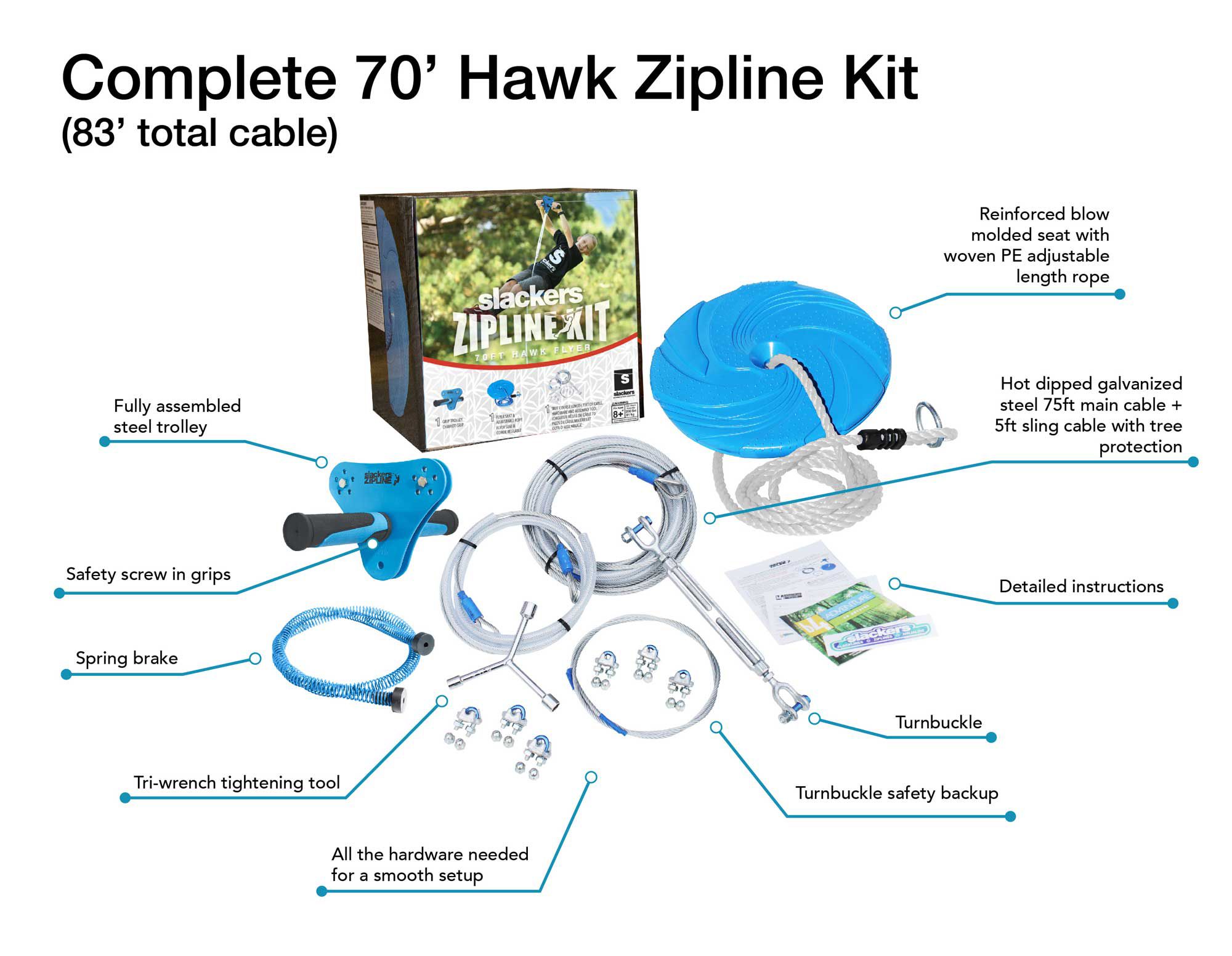 Slackers Hawk 70-ft. Zipline Kit product image