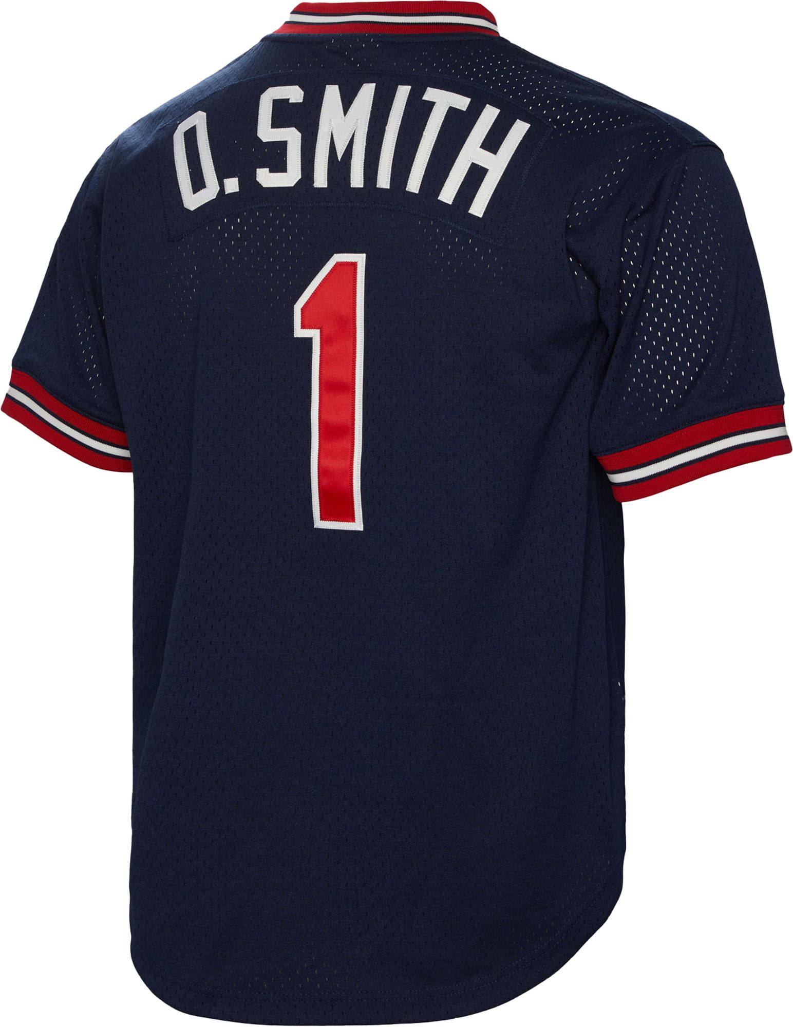 Mitchell & Ness Men's Ozzie Smith #1 Navy Cooperstown Alternate Mesh Batting Practice Jersey product image
