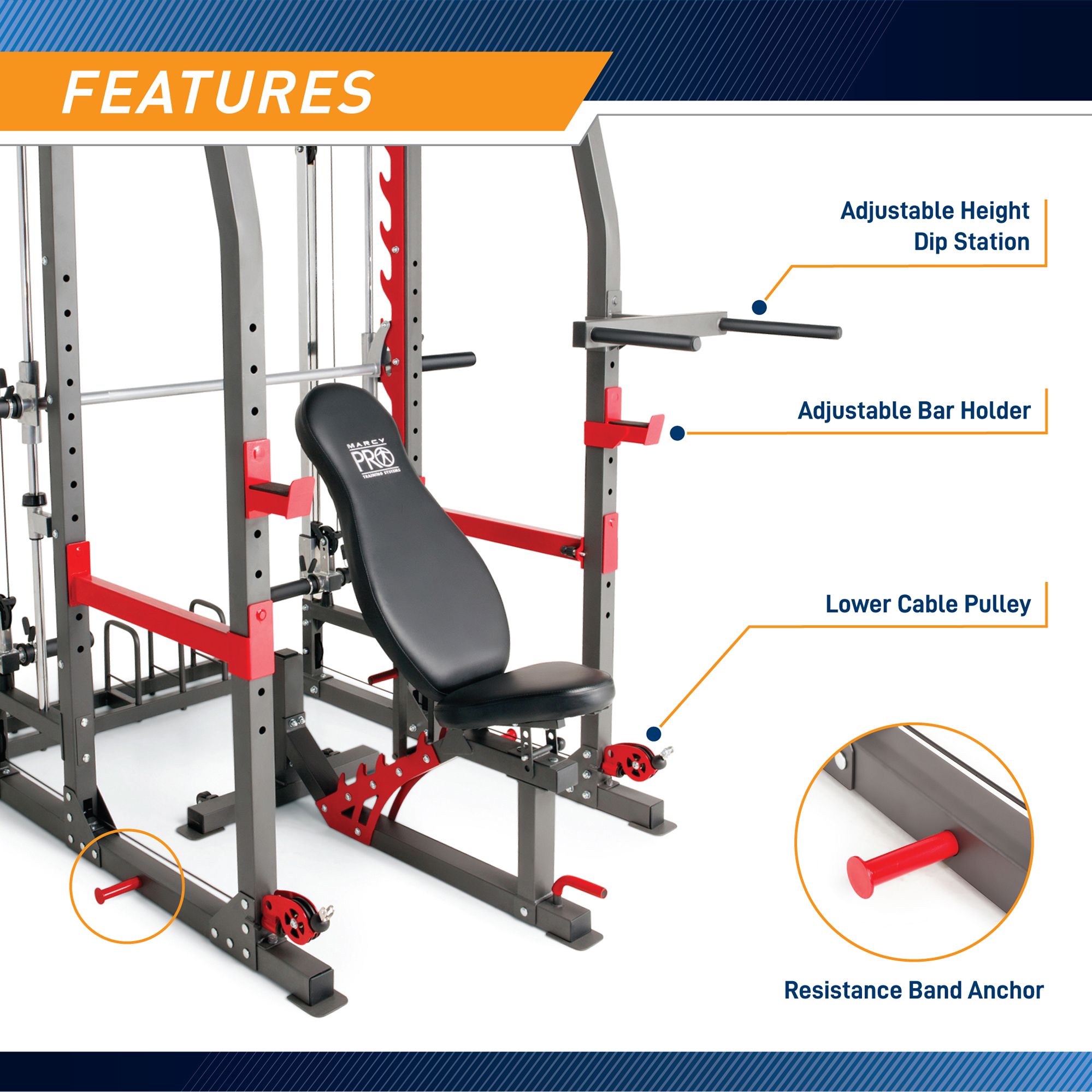 Marcy Pro Smith Machine Home Gym Training System Cage