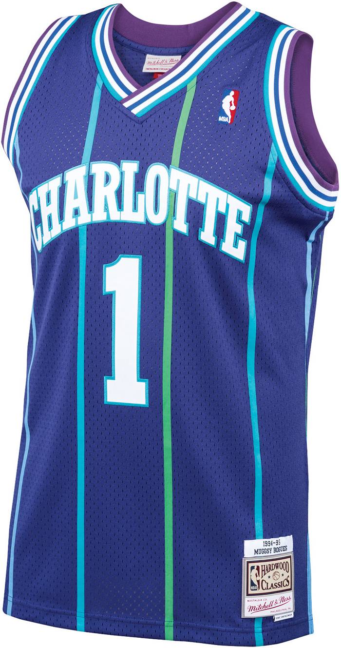 Champion Mugsy Bogues Charlotte Hornets NBA Authentic Jersey Space Jam Size  56