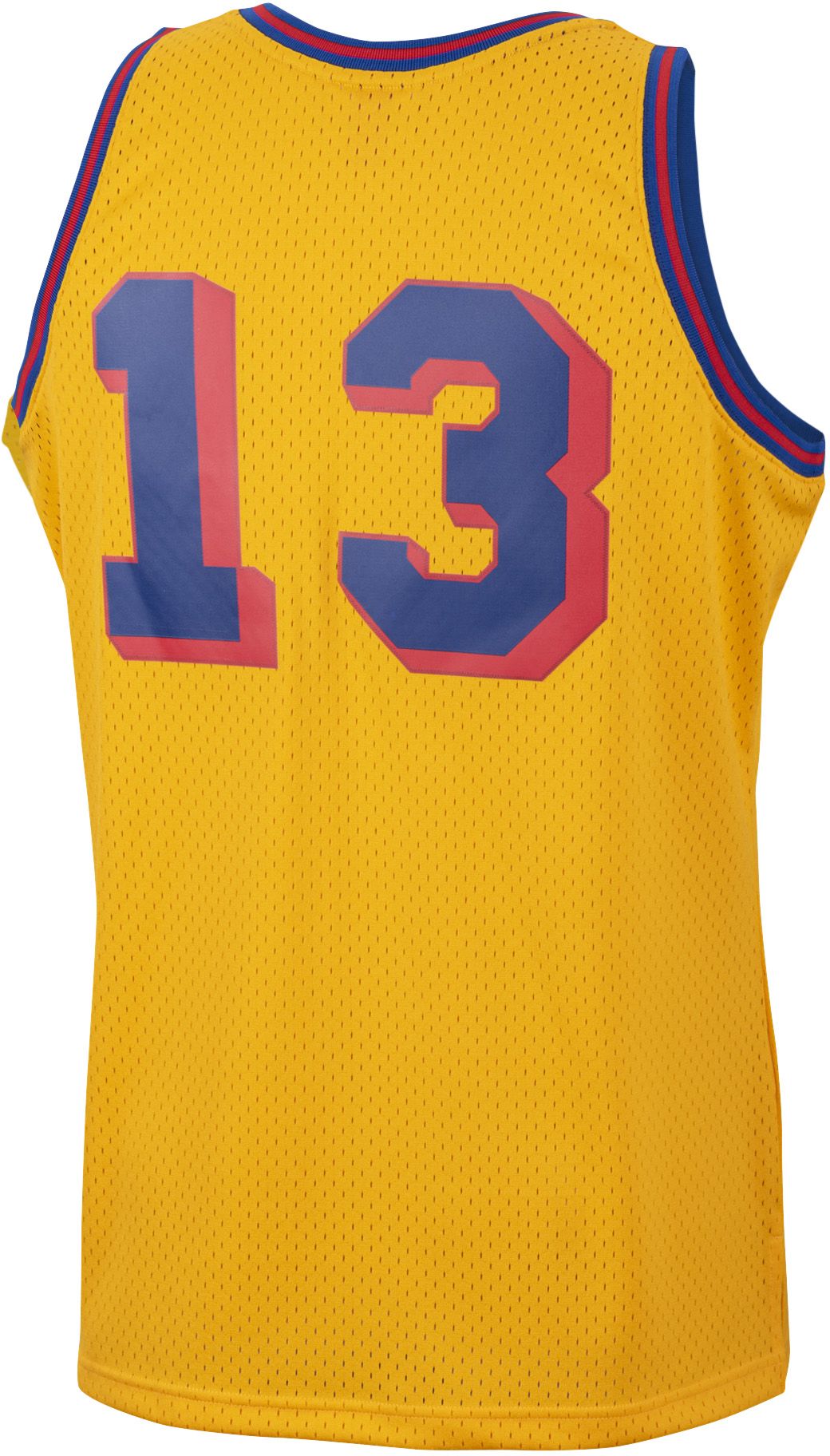 Mitchell & Ness Men's 1963 Golden State Warriors Wilt Chamberlain #13 Gold Hardwood Classics Swingman Jersey product image