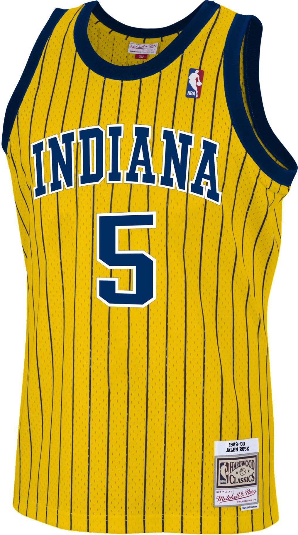 Mitchell & Ness Men's 1999 Indiana Pacers Derrick Rose #5 Yellow Hardwood Classics Swingman Jersey