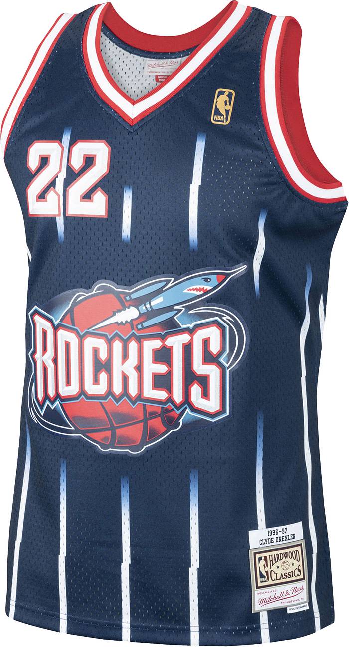 Houston Rockets 22 Clyde Drexler NBA Basketball Champion Jersey Men Size 44  Blue