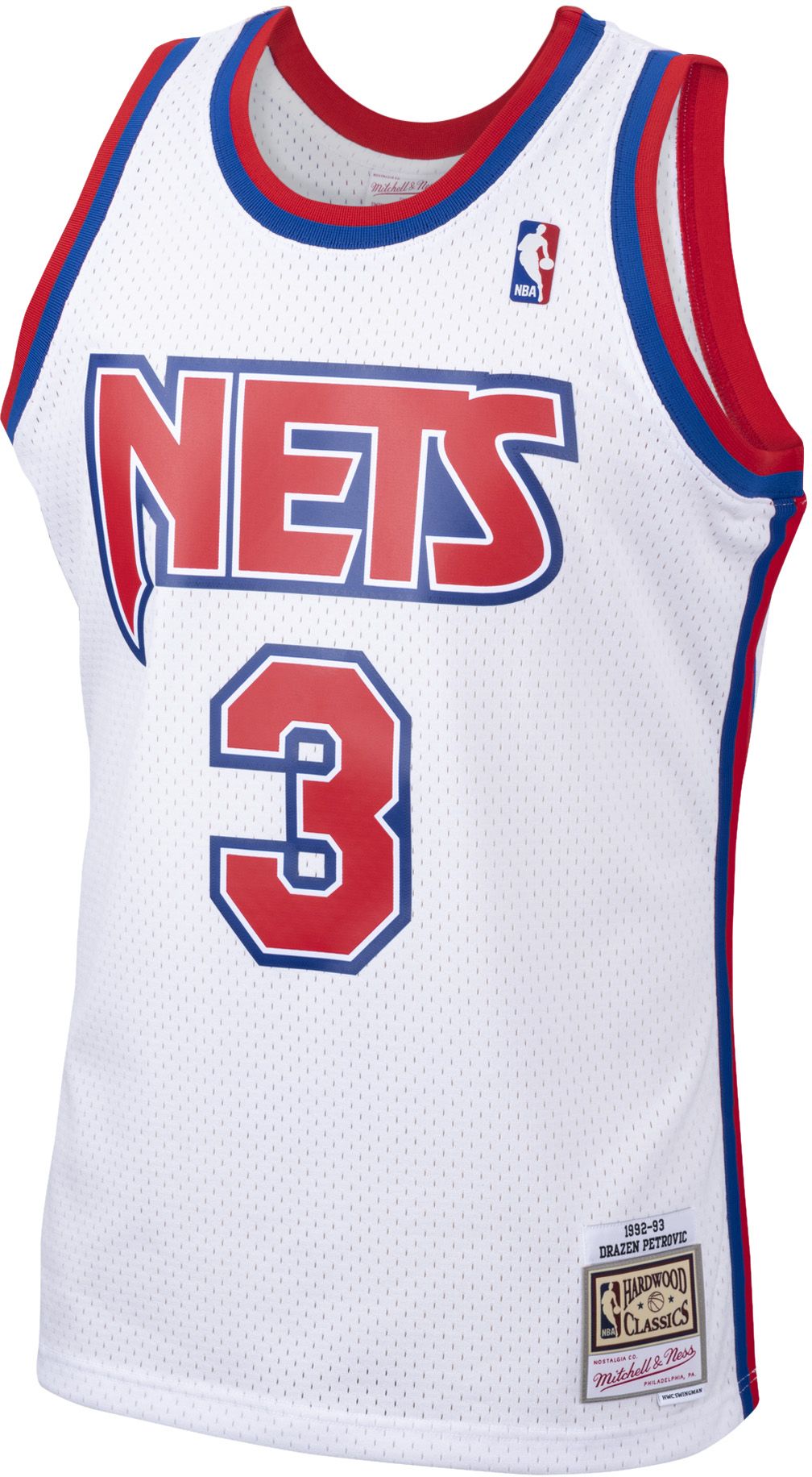 Mitchell & Ness Men's 1992 Brooklyn Nets Drazen Petrovic #3 White Hardwood Classics Swingman Jersey product image