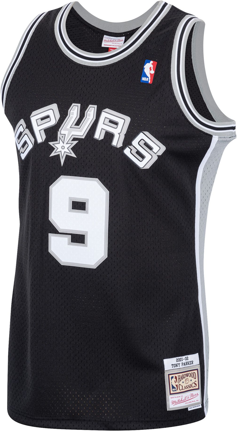 Mitchell & Ness Men's 2001 San Antonio Spurs Tony Parker #9 Black Hardwood Classics Jersey