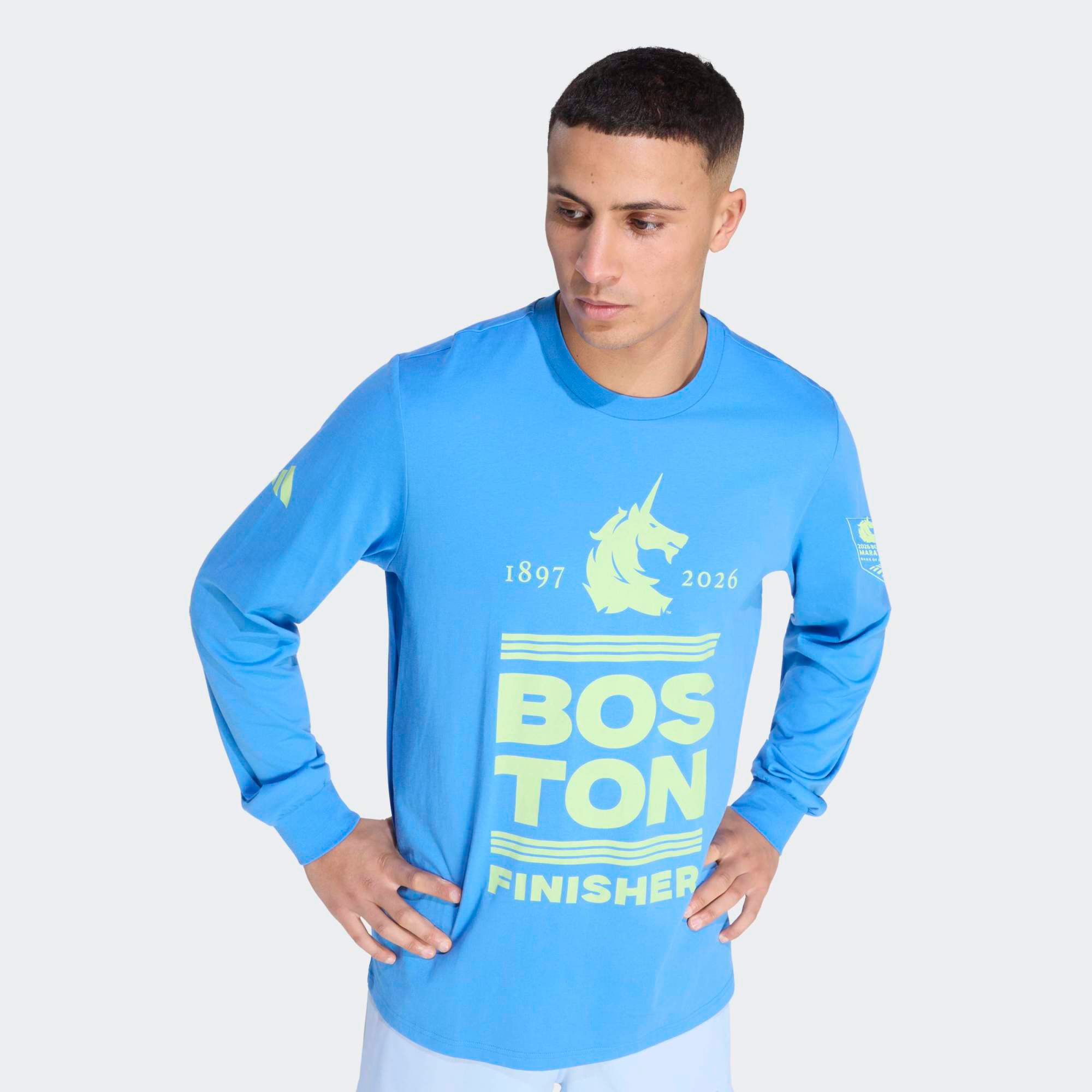 adidas Men's Boston Marathon 2026 Finisher Long Sleeve Graphic T-Shirt product image