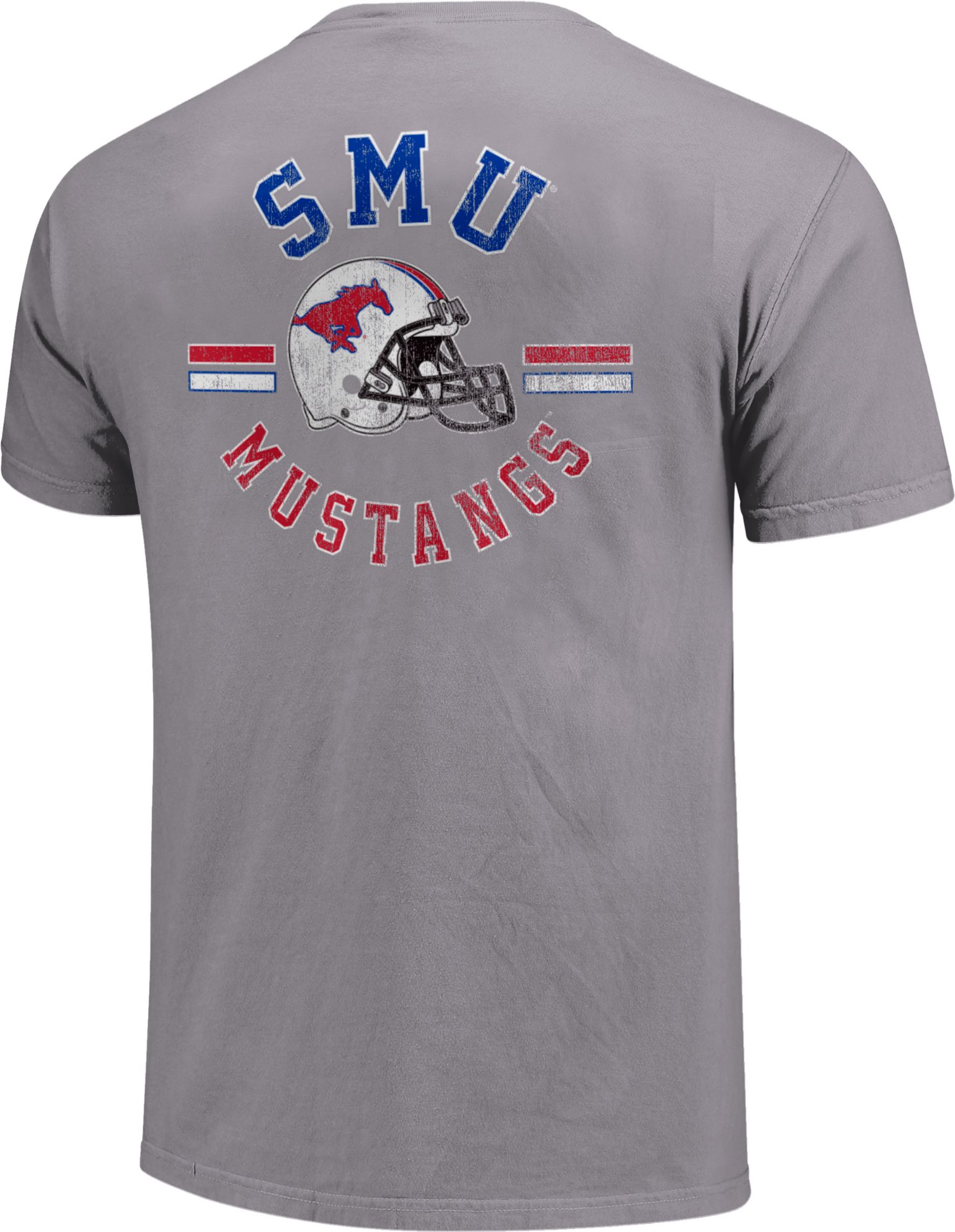 Image One Men's Southern Methodist Mustangs Grey Helmet Arch T-Shirt product image