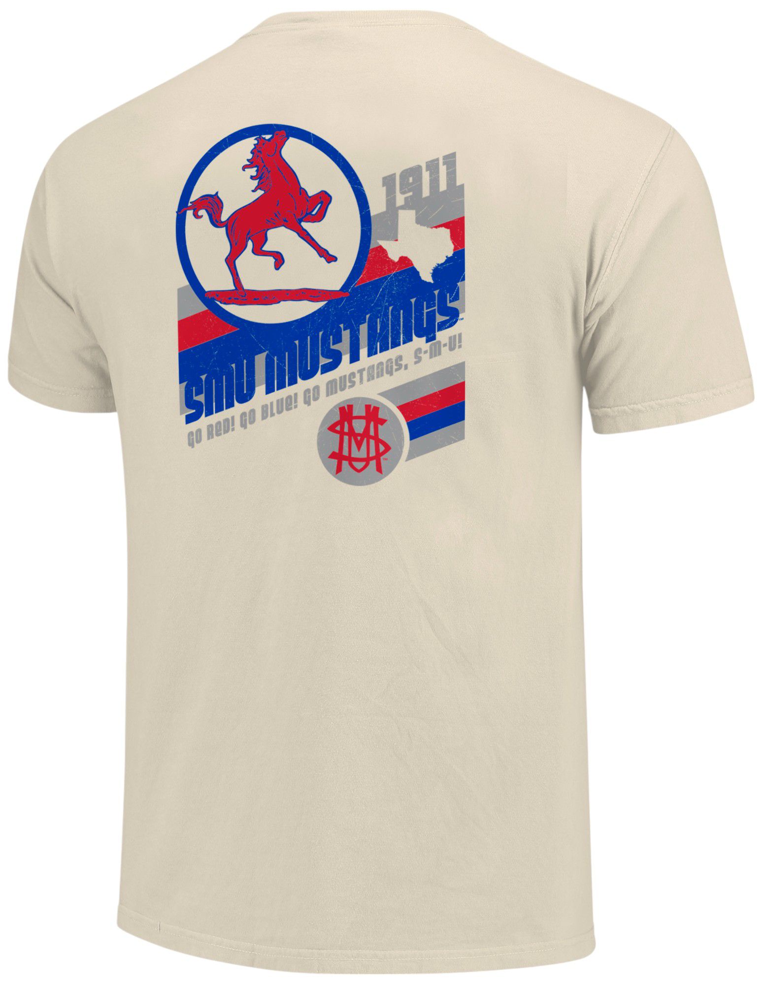 Image One Men's Southern Methodist Mustangs Ivory Vintage T-Shirt product image
