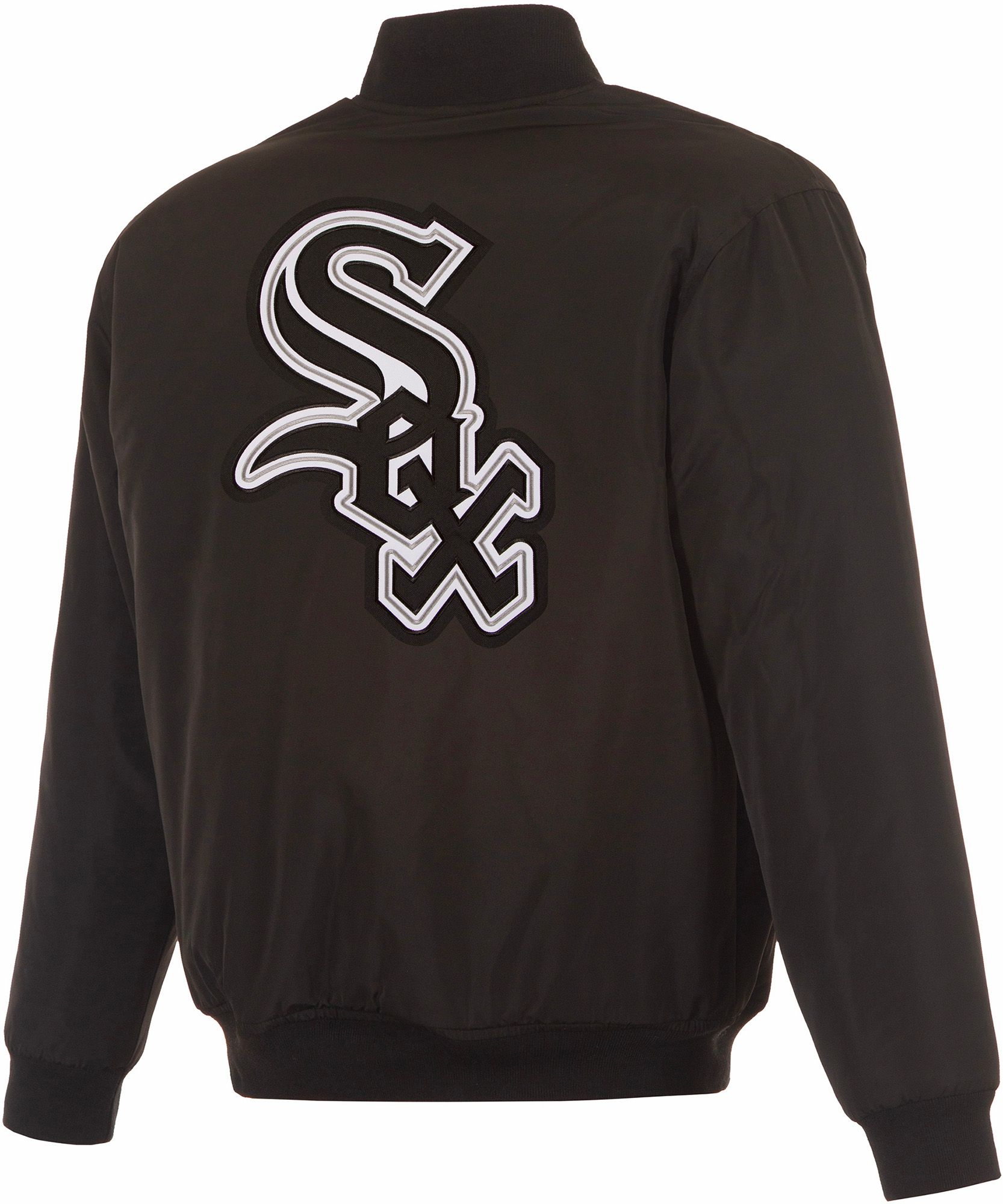 JH Design Men's Chicago White Sox Full-Zip Reversible Flight Black Nylon Jacket product image