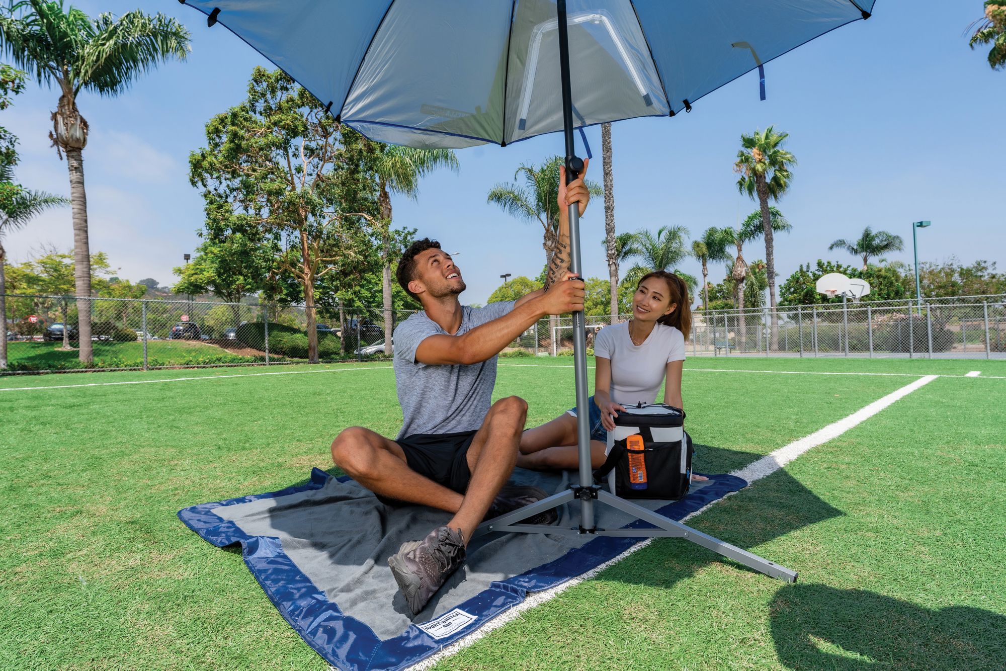 Sport-Brella 8' Premiere Umbrella with Freestand Base and Auger for Sand product image