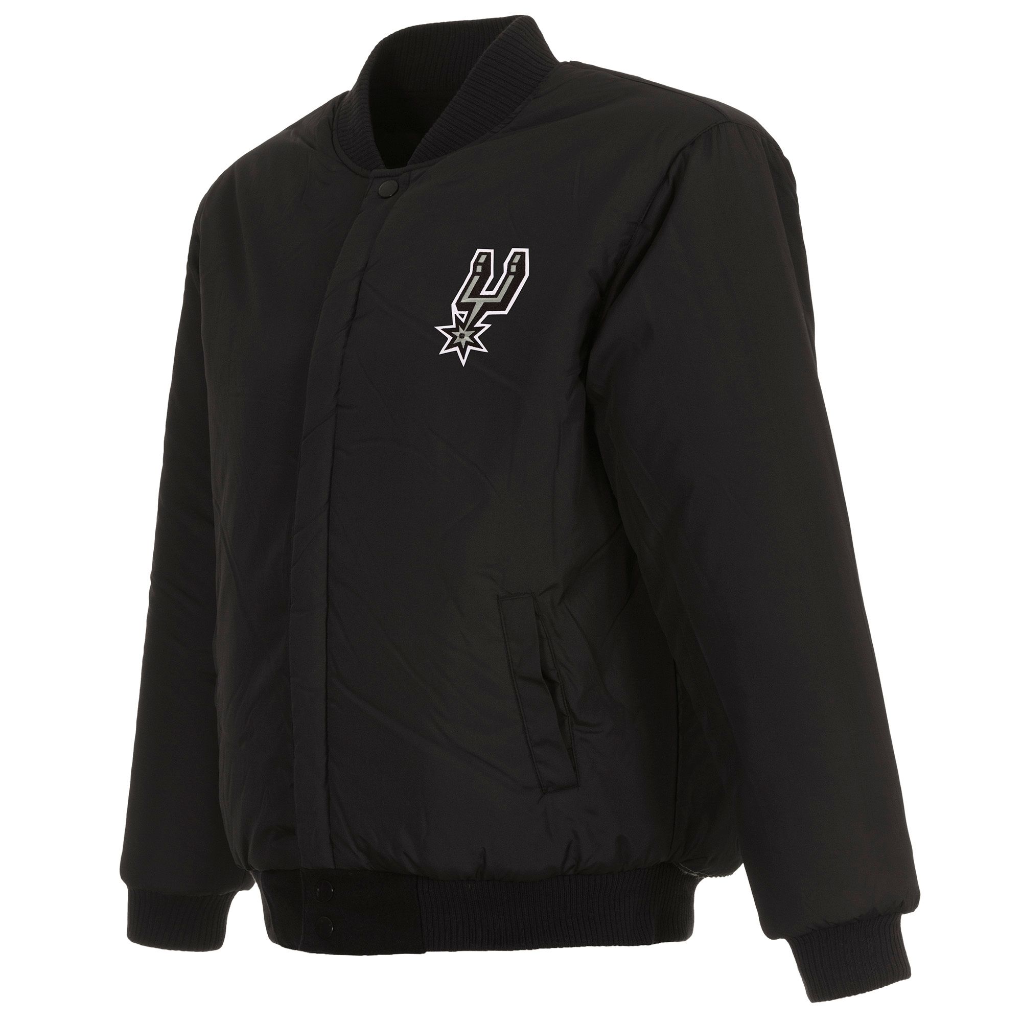 JH Design Men's San Antonio Spurs Black Reversible Wool Jacket