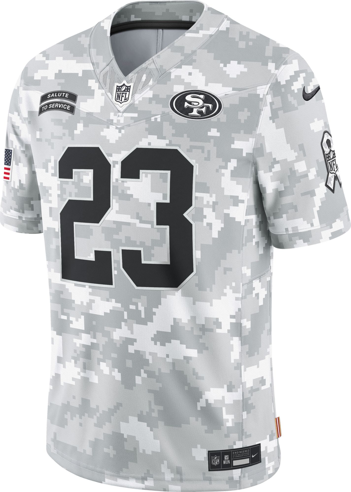 Nike Men's San Francisco 49ers Christian McCaffrey #23 Salute to Service 2024 Arctic Camo Limited Jersey product image