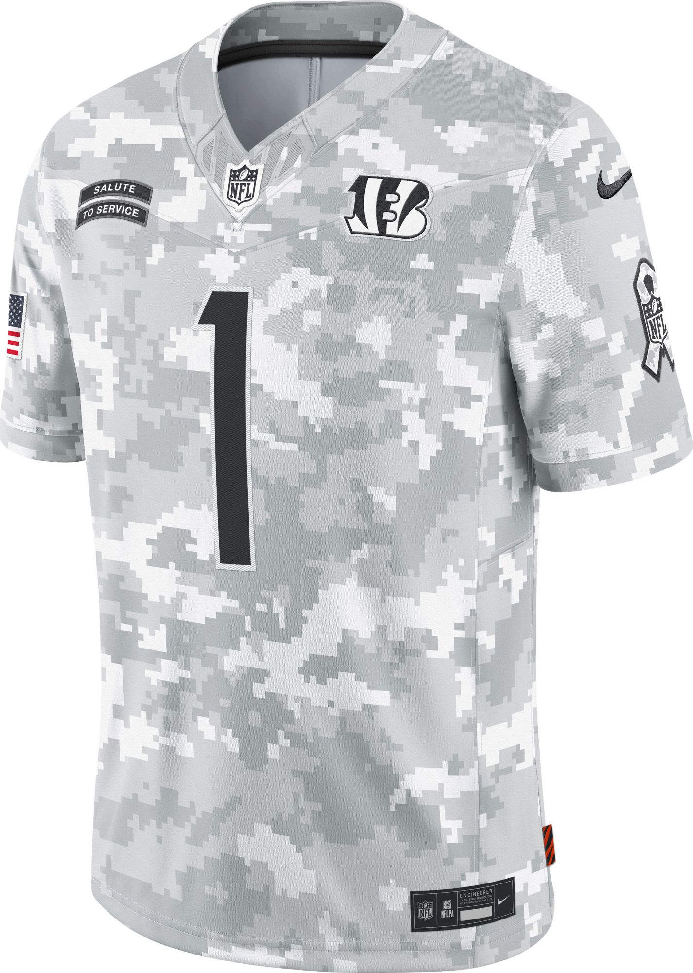 Nike Men's Cincinnati Bengals Ja'Marr Chase #1 Salute to Service 2024 Arctic Camo Limited Jersey product image