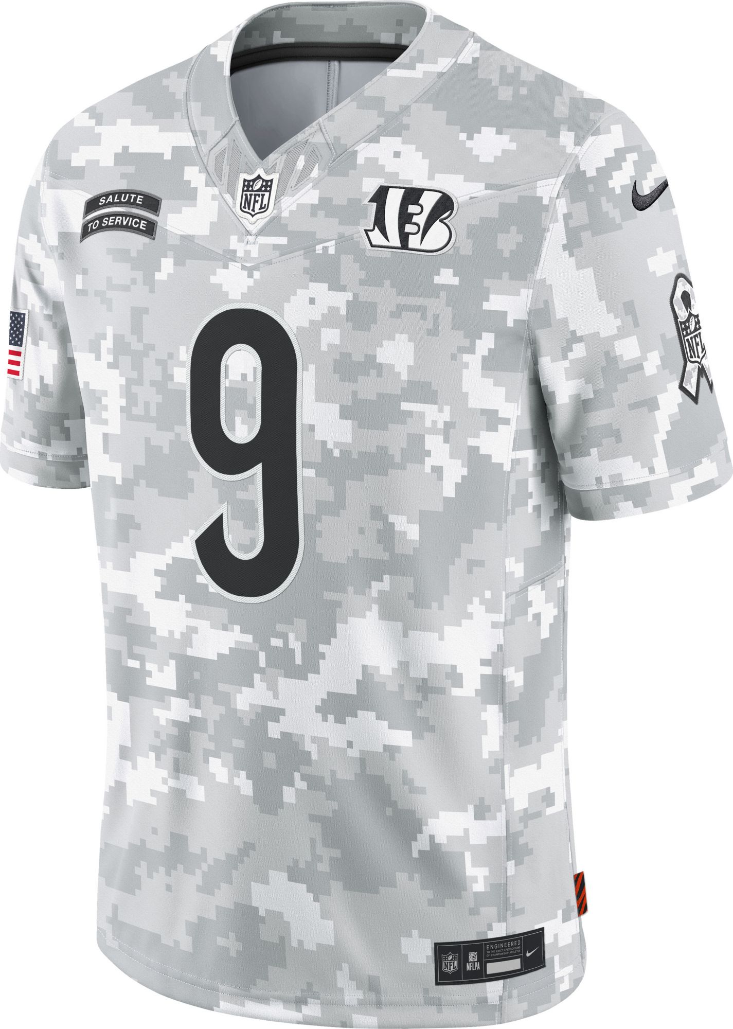 Nike Men's Cincinnati Bengals Joe Burrow #9 Salute to Service 2024 Arctic Camo Limited Jersey product image