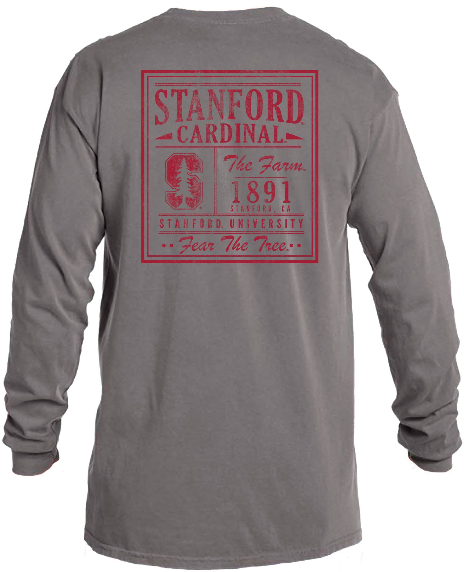 Image One Men's Stanford Cardinal Grey Vintage Poster Long Sleeve T-Shirt product image