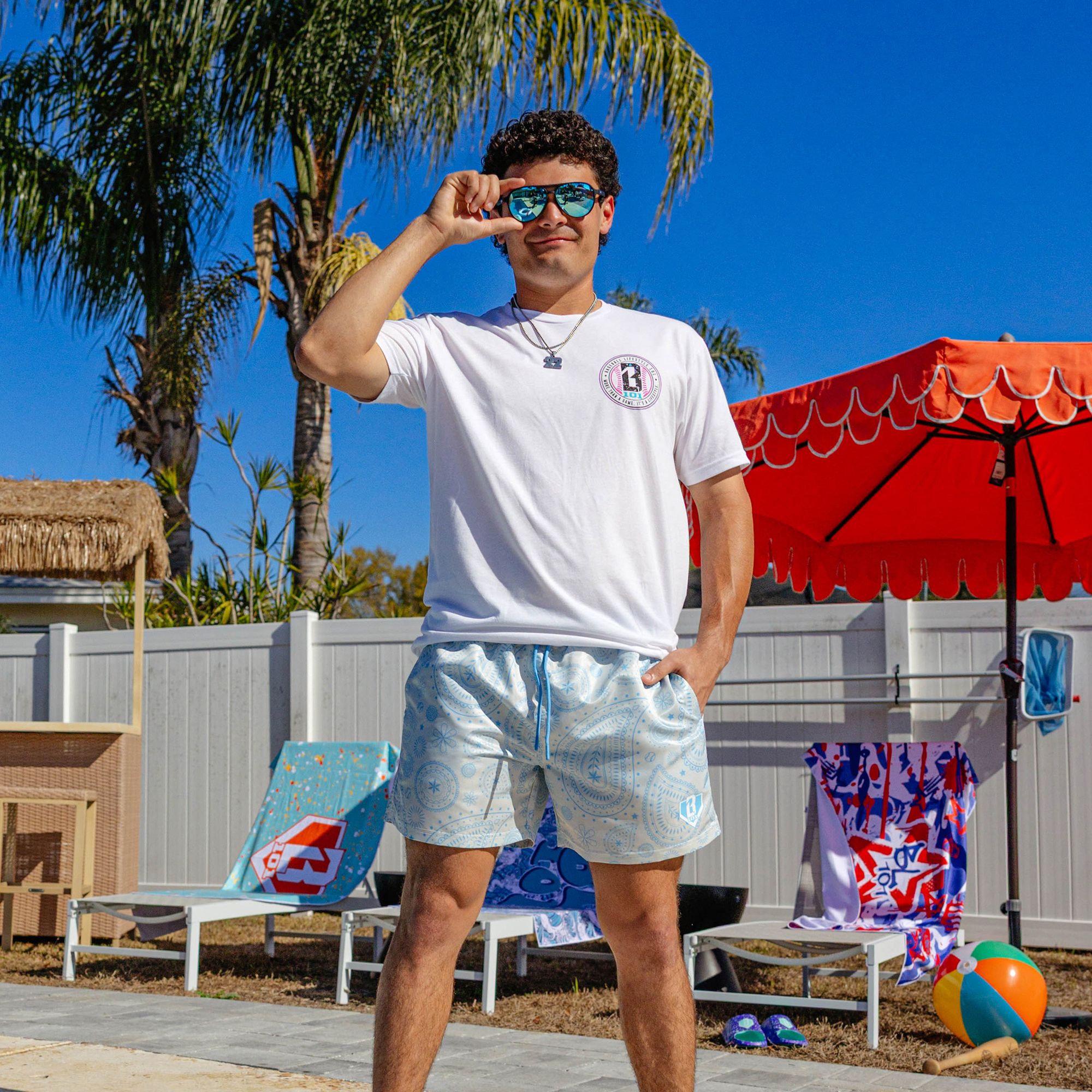 Baseball Lifestyle 101 Men's Paisley Swim Trunks product image