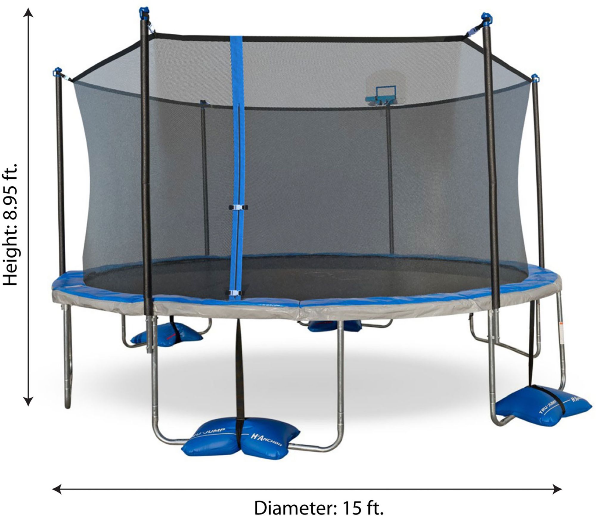 TruJump 15 Foot Trampoline with Net and AirDunk product image