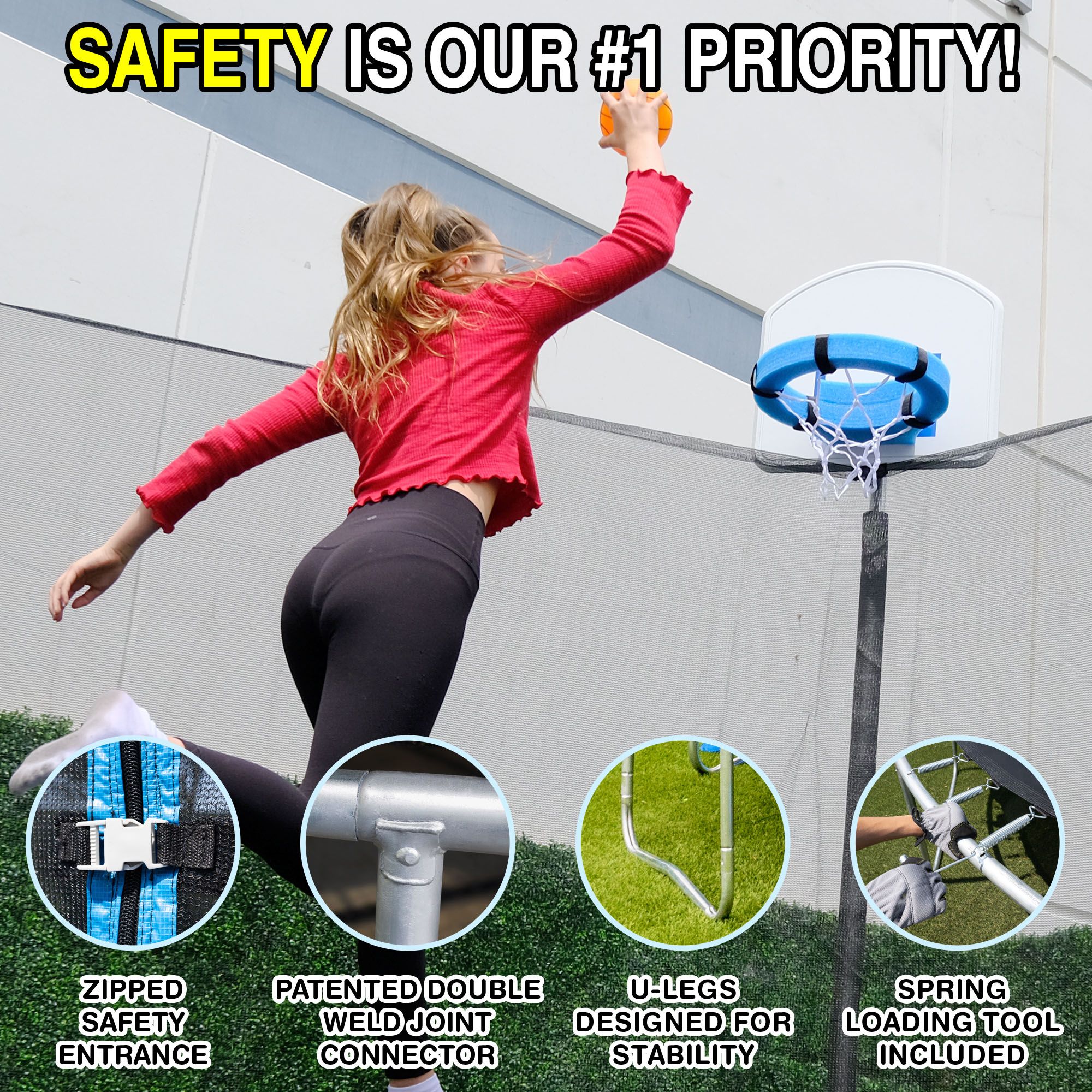 TruJump 15 Foot Trampoline with Net and AirDunk product image
