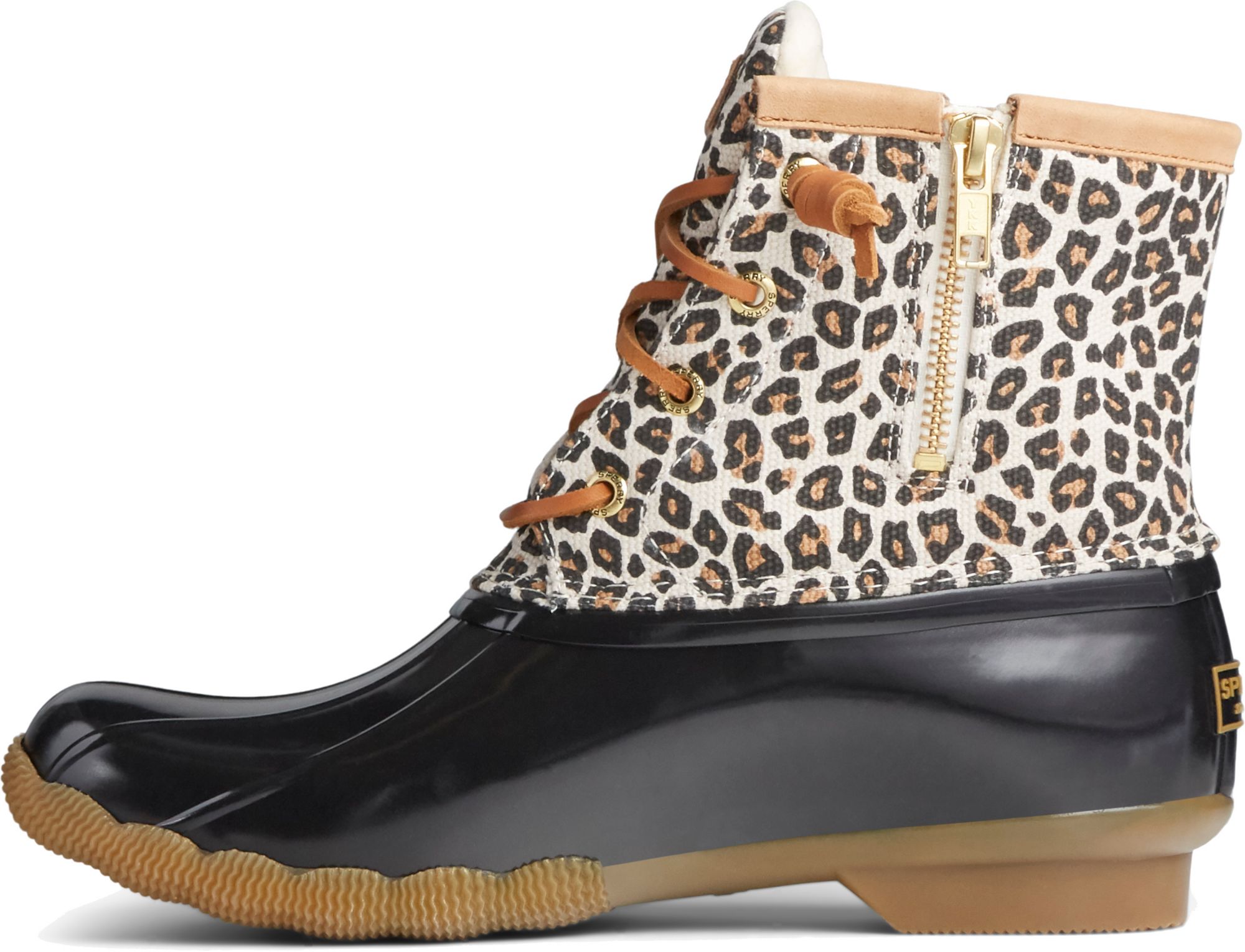 sperry leopard duck boots