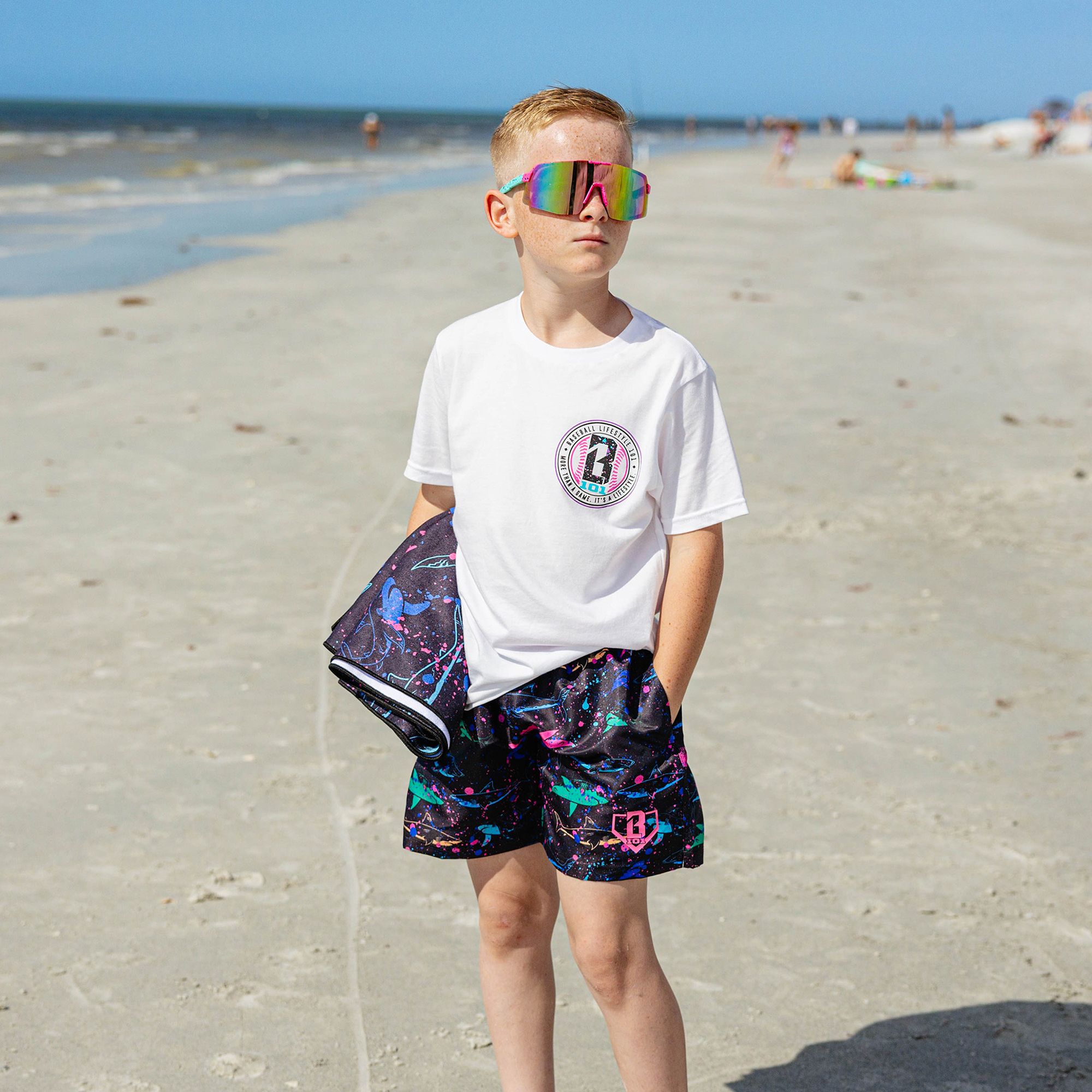 Baseball Lifestyle 101 Boys' Shark Swim Trunks product image
