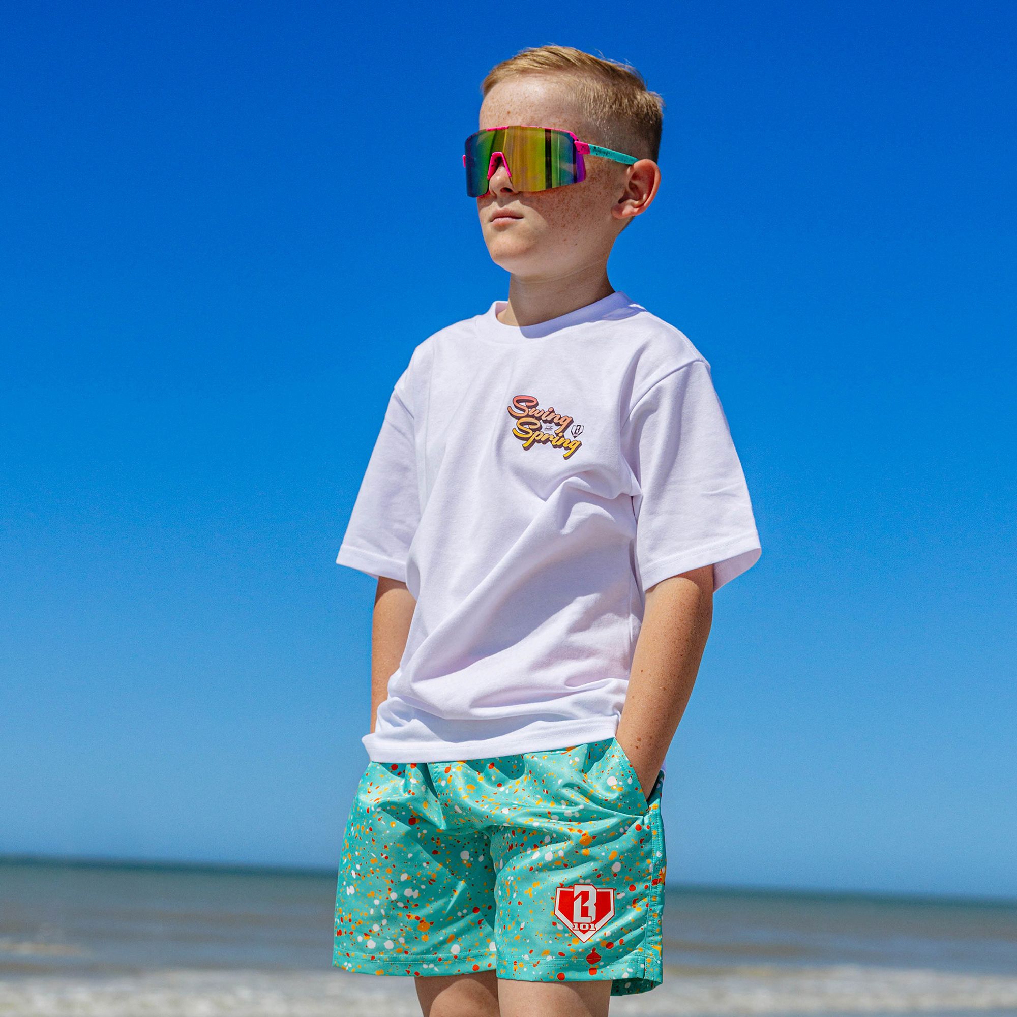Baseball Lifestyle 101 Boys' Splatter Swim Trunks product image