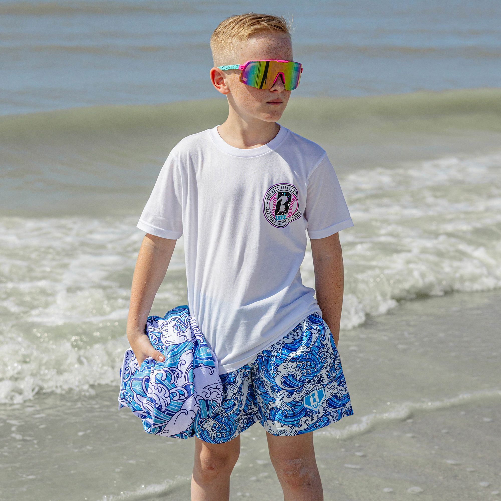 Baseball Lifestyle 101 Boys' Wave Swim Trunks product image