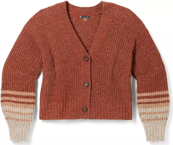 Women's Cozy Lodge Cropped Cardigan Sweater in Pecan Brown Heather