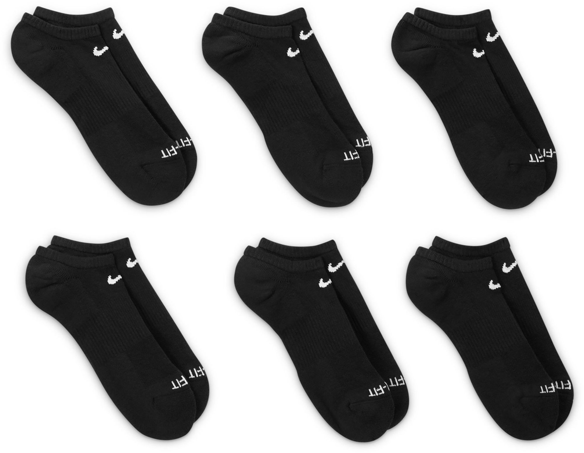 Nike Dri-FIT Everyday Plus Cushioned Training No Show Socks - 6 Pack
