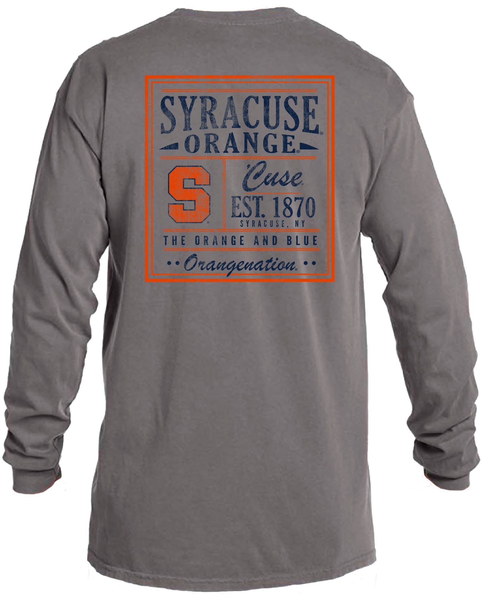Image One Men's Syracuse Orange Grey Vintage Poster Long Sleeve T-Shirt product image