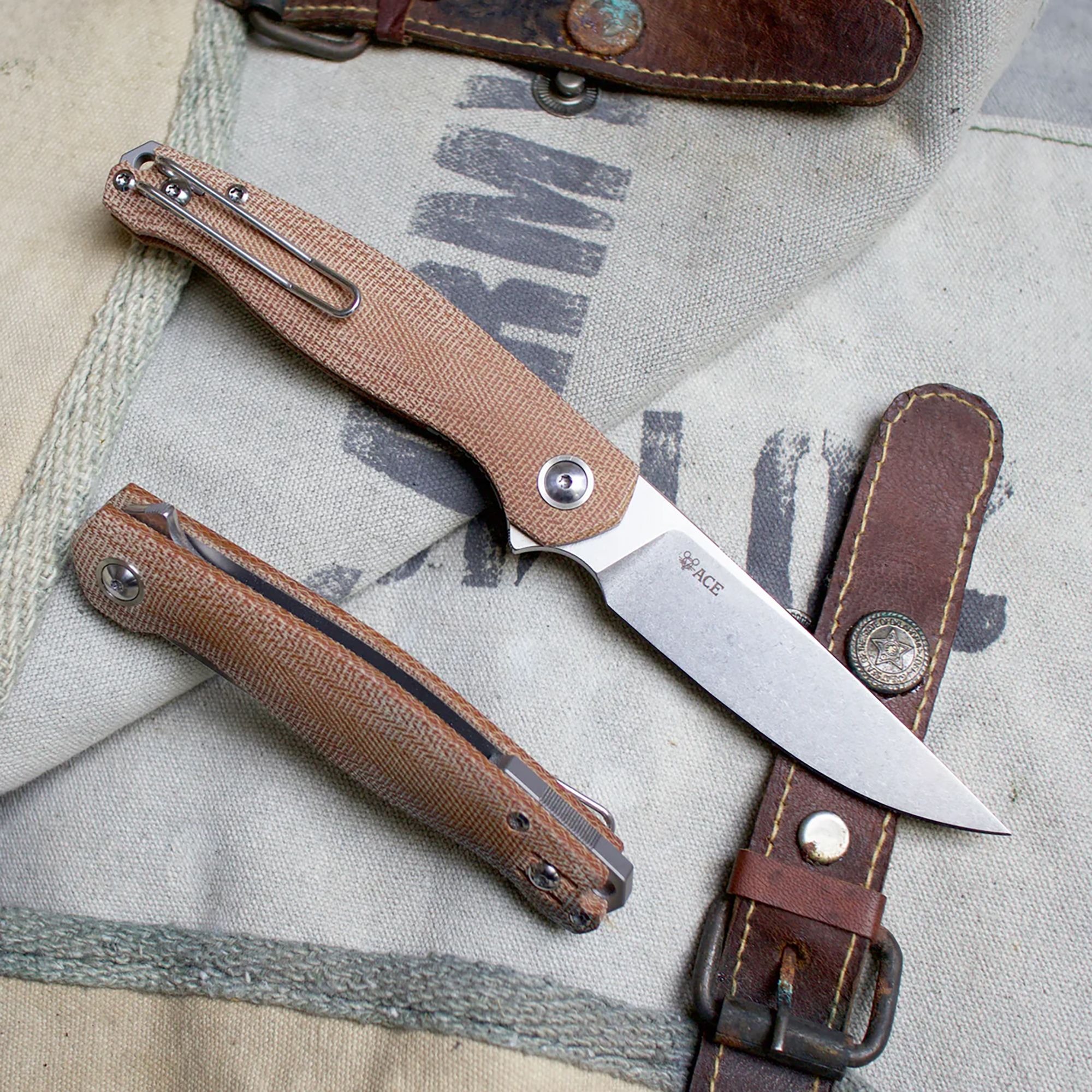 GiantMouse ACE Sonoma V2 Natural Micarta Knife product image