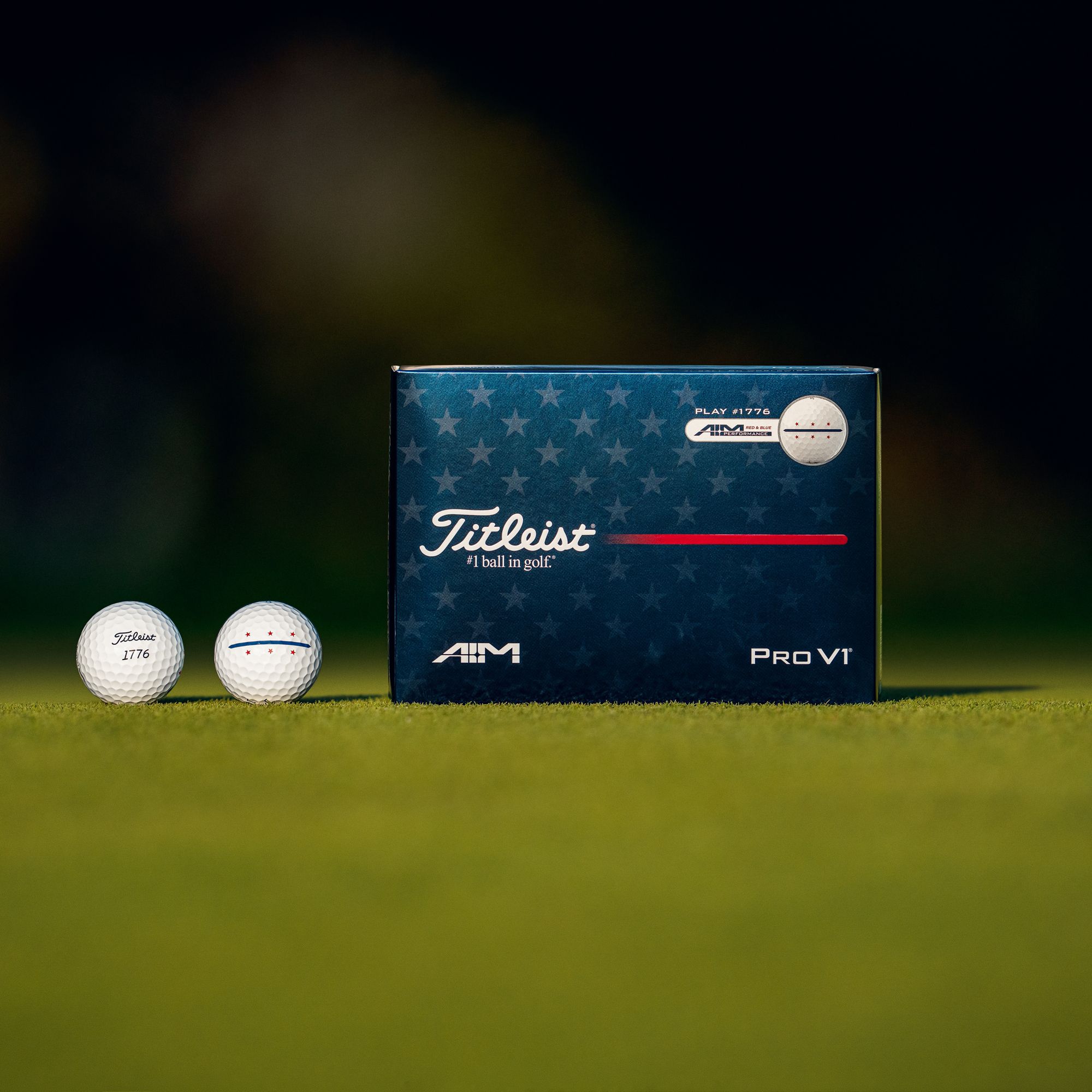 Titleist Pro V1 AIM Performance - Red, White, & Blue Golf Balls product image