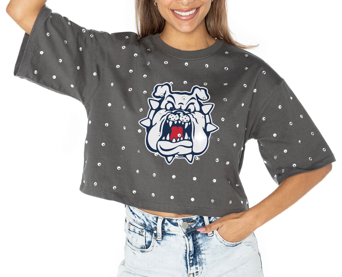 Gameday Couture Women's Fresno State Bulldogs Grey Just In Time T-Shirt product image