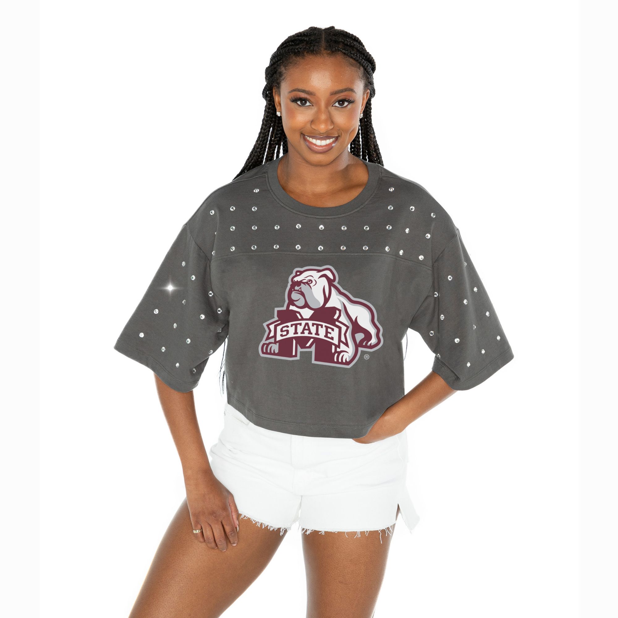 Gameday Couture Women's Mississippi State Bulldogs Grey Rhinestone T-Shirt product image