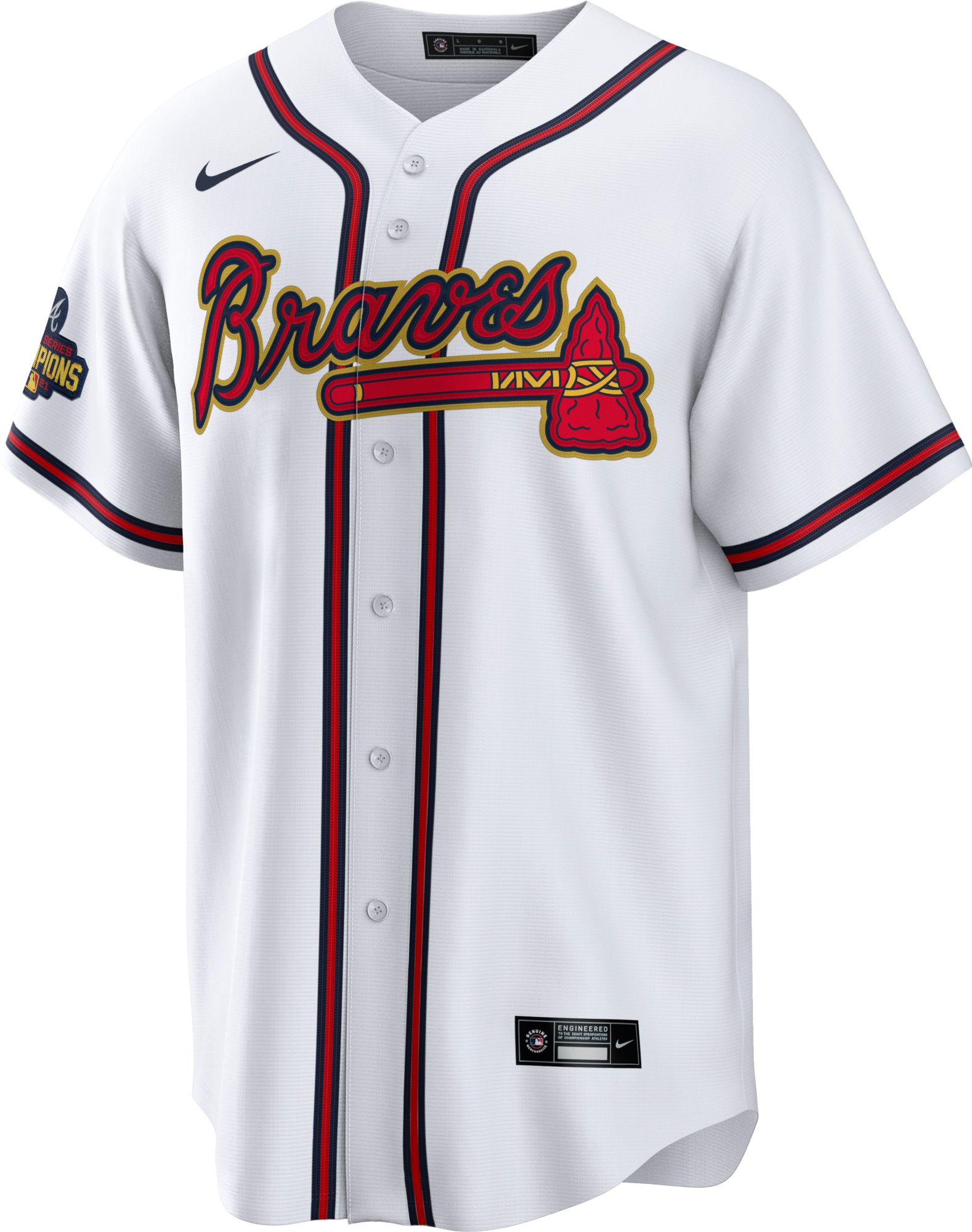 Nike Men's Atlanta Braves Austin Riley #27 2022 Gold Collection White Cool Base Jersey product image