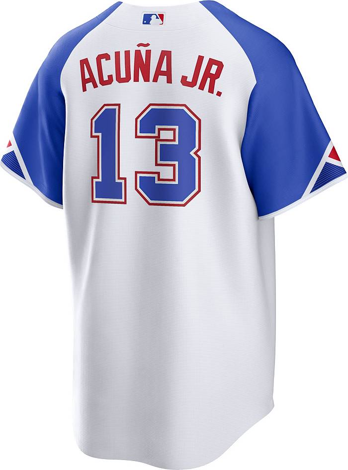 Nike Men's Replica Atlanta Braves Acuna Jr. #13 White Cool Base