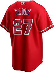 At Auction: MLB Los Angeles Angels Nike #27 Trout Jersey - Mens Large