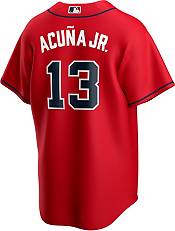 Nike Men's Replica Atlanta Braves Acuna Jr. #13 Red Cool Base