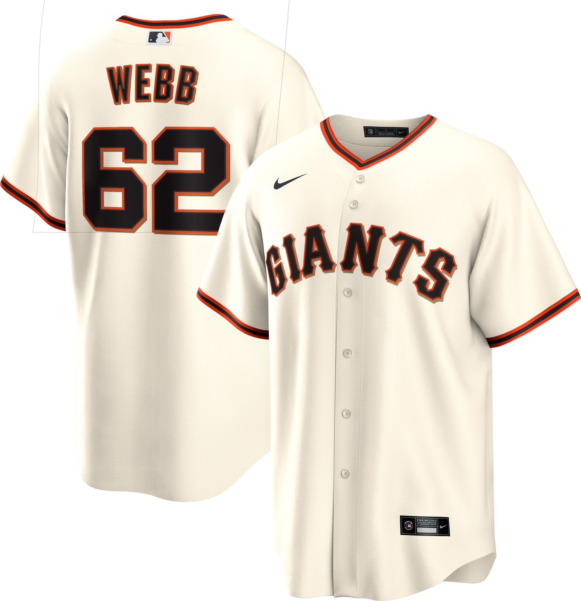 Nike Men's San Francisco Giants Logan Webb #62 Cream Cool Base Home Jersey product image