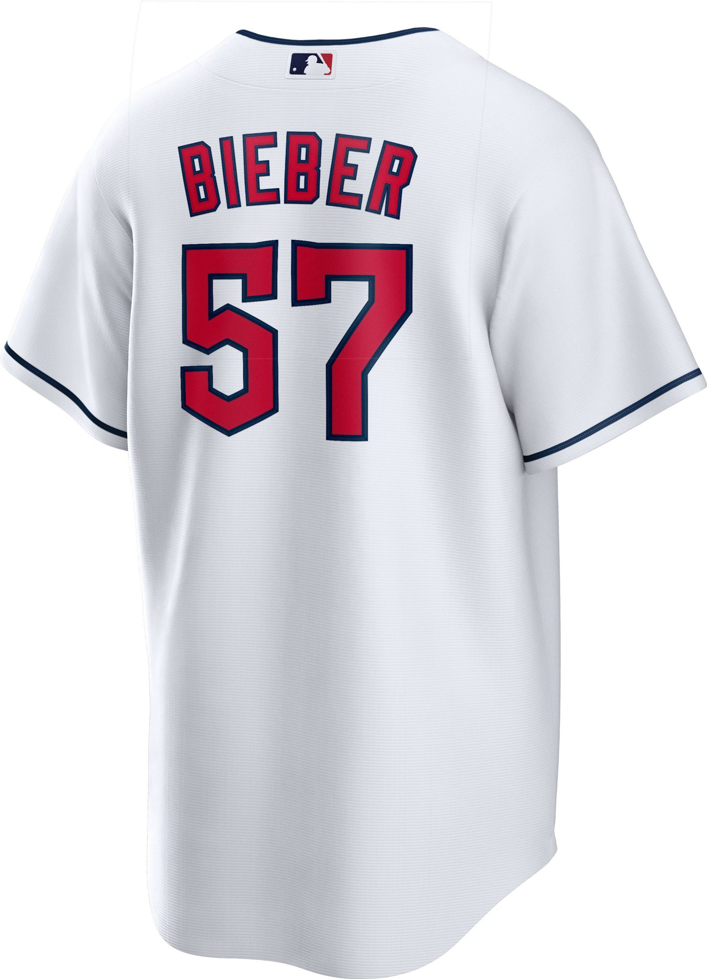 Nike Men's Cleveland Guardians Shane Bieber #57 White Cool Base Home Jersey