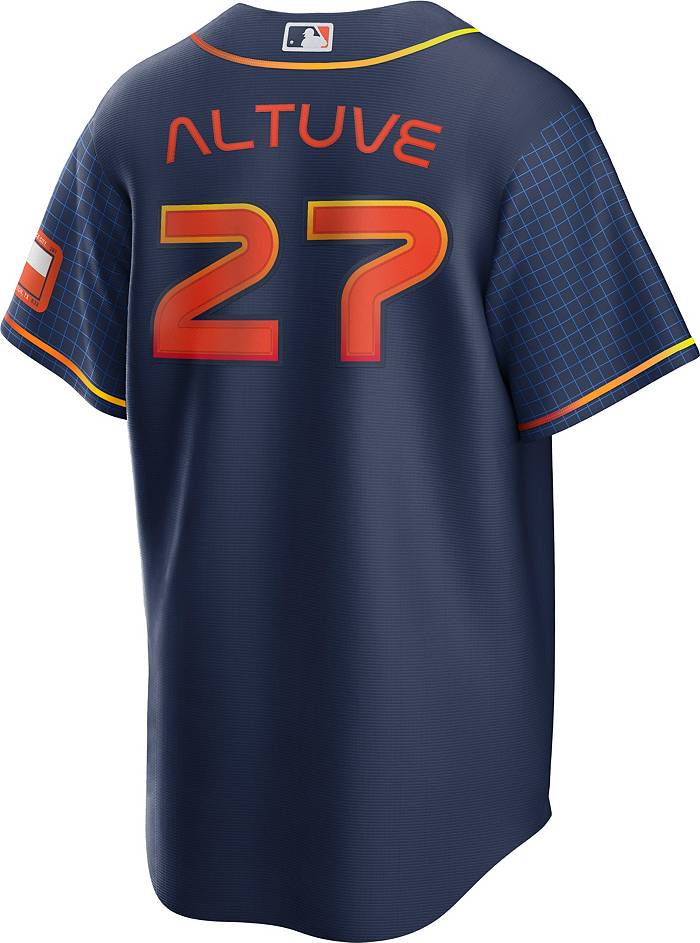 Nike Men's Replica Houston Astros Jose Altuve #27 Grey Cool Base