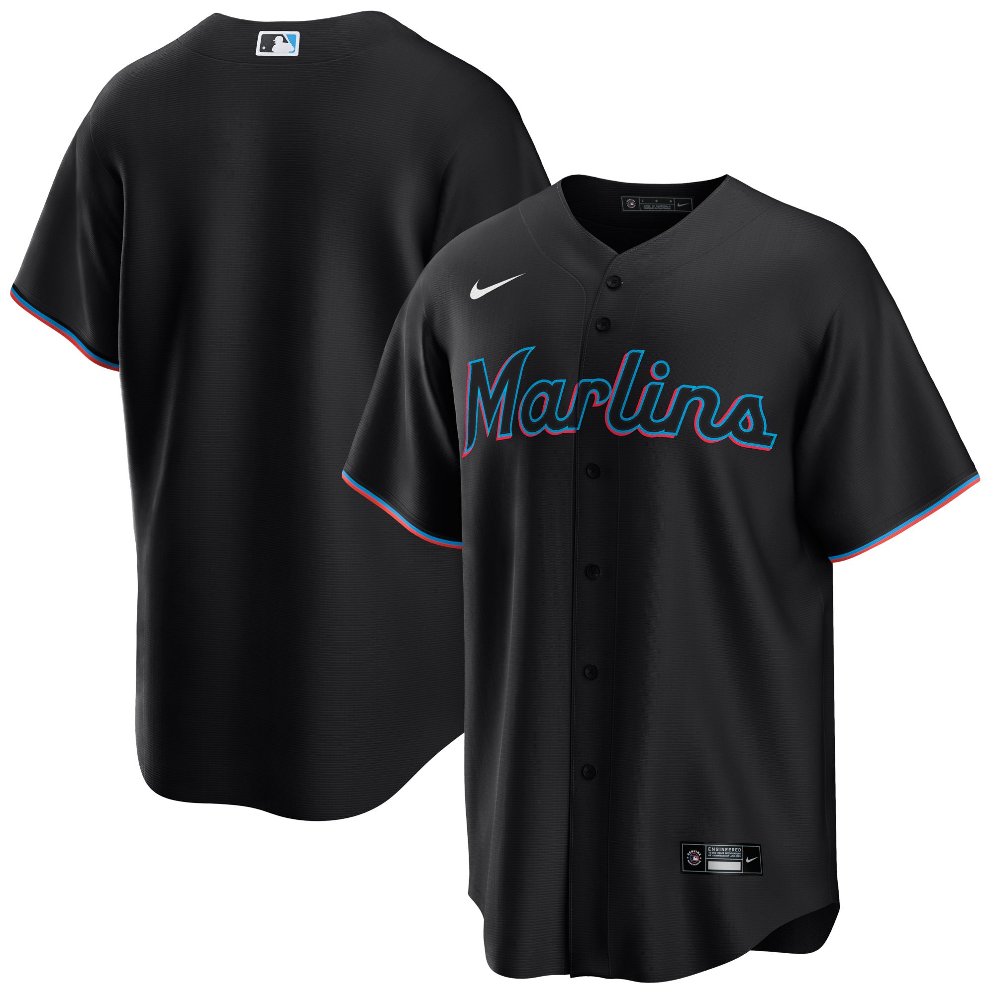 Nike Men's Miami Marlins Black Blank Replica Alternate Cool Base Jersey product image