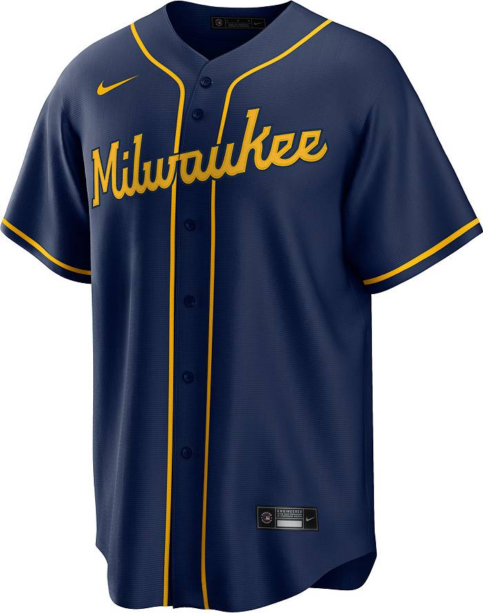 Nike Men's Milwaukee Brewers Navy Alternate Replica Team Jersey