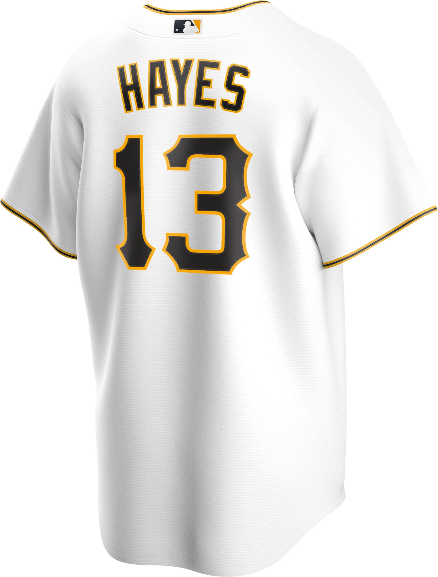 Nike Men's Replica Pittsburgh Pirates Ke'Bryan Hayes #13 Cool Base White Jersey product image