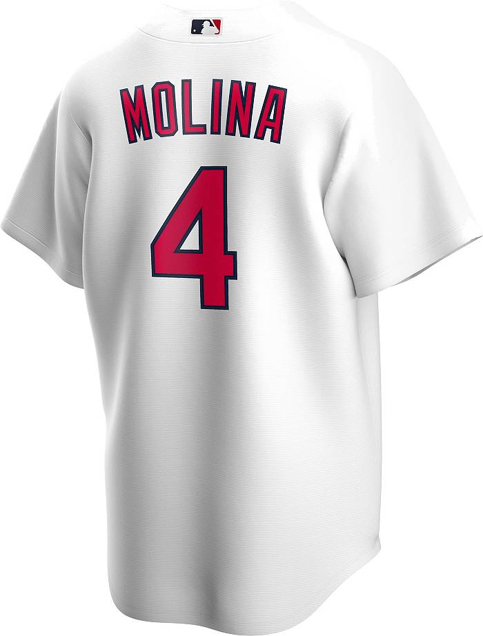 Women's St. Louis Cardinals #4 Yadier Molina Authentic White/Pink