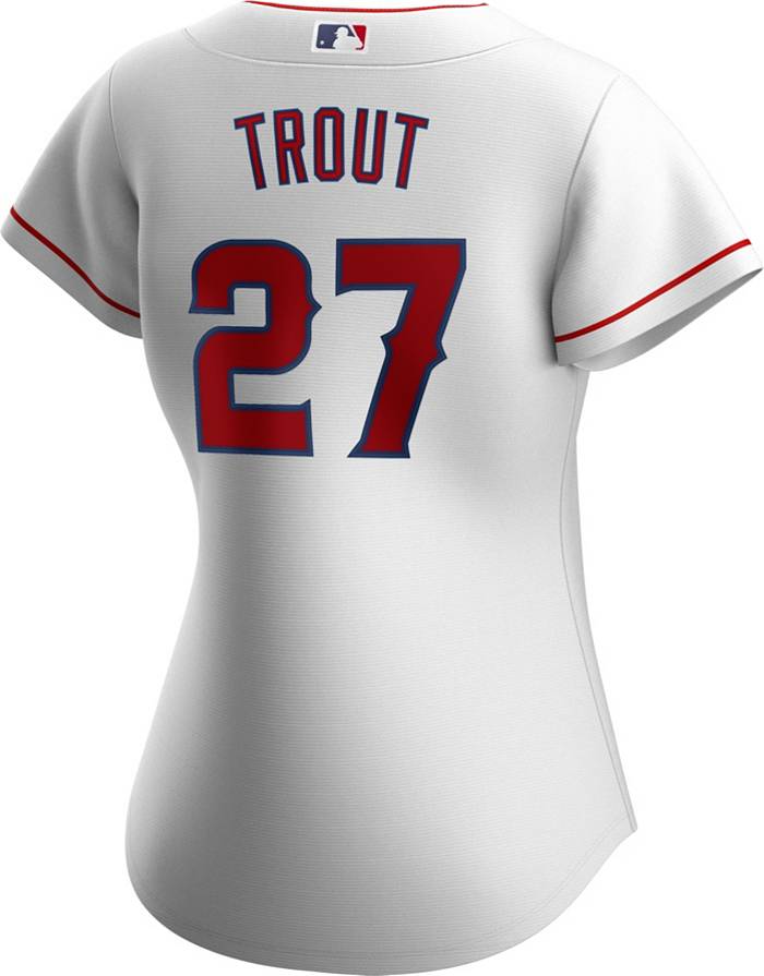 Nike Women's Replica Los Angeles Angels Mike Trout #27 Cool Base White  Jersey