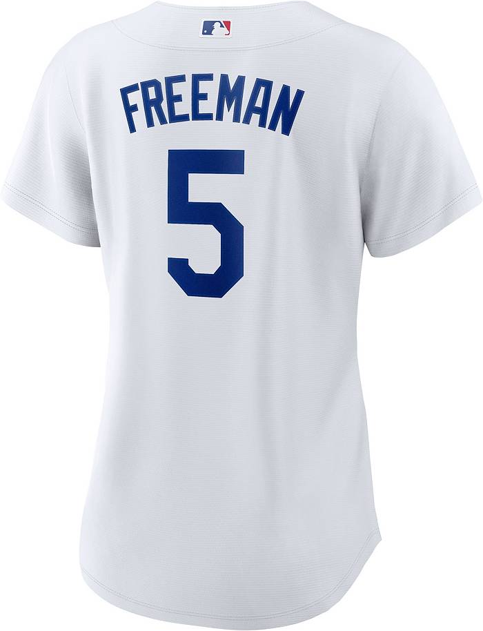 MLB Dodgers 5 Freddie Freeman White Nike Cool Base Women Jersey