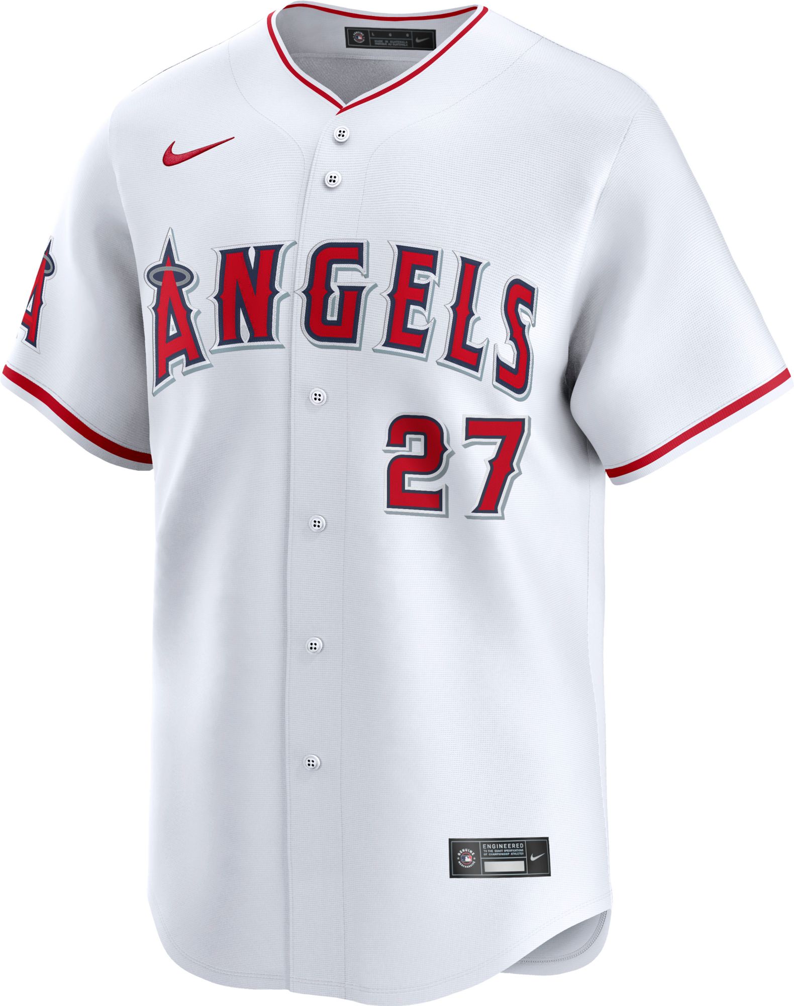 Nike Men's Los Angeles Angels Mike Trout #27 White Limited Vapor Jersey