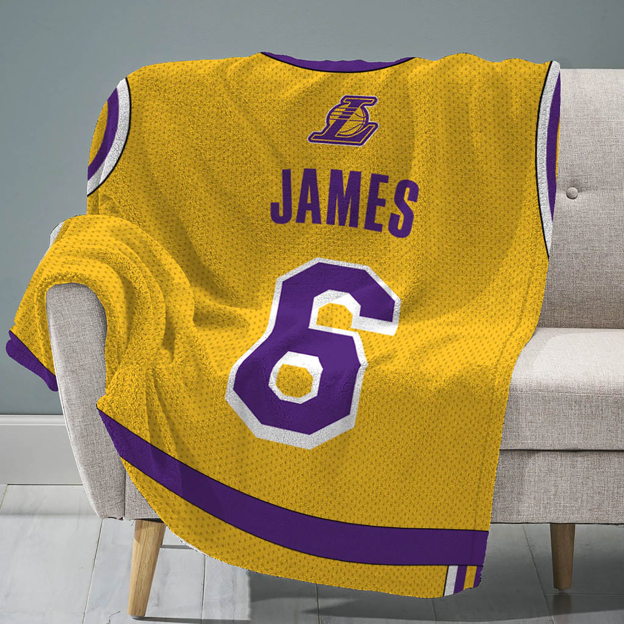 Bleacher Creatures Los Angeles Lakers LeBron James #6 Raschel Plush Blanket product image