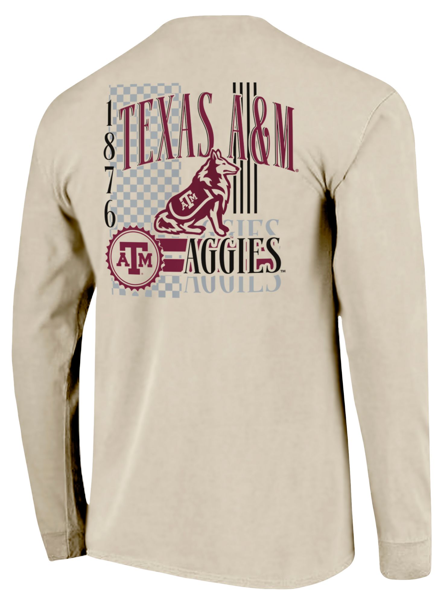 Image One Men's Texas A&M Aggies Ivory IV 90s Print Long Sleeve T-Shirt product image
