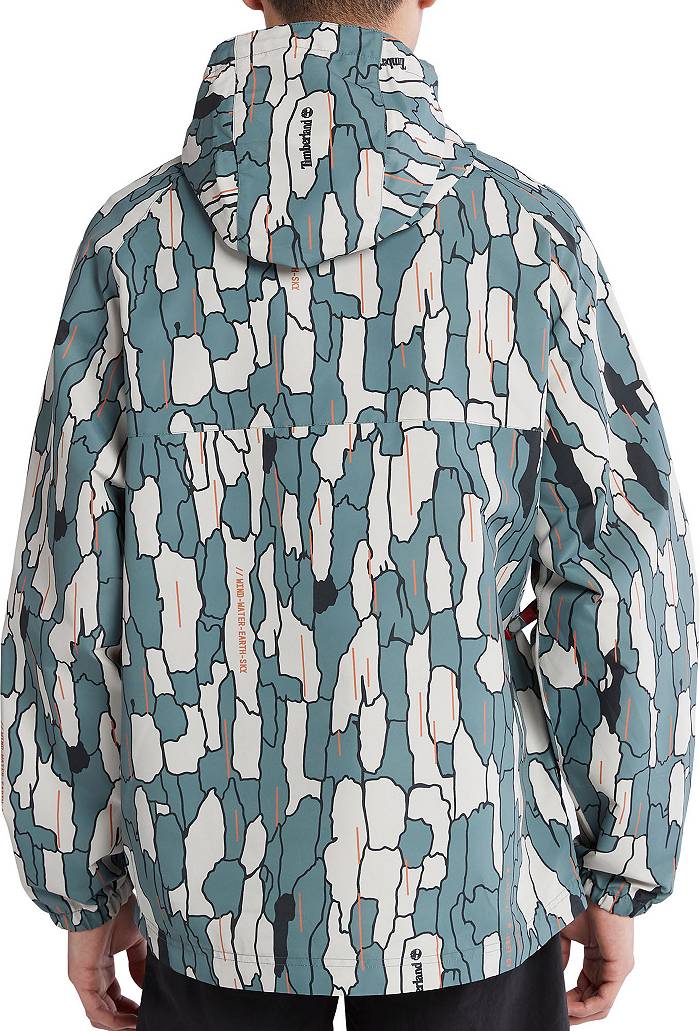 Timberland Men's Water-Resistant Anorak Camo Pullover Windbreaker Jacket, XL, Camo Tree Bark Print